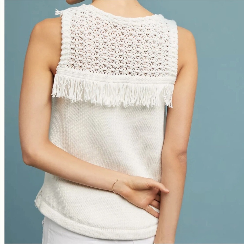 Anthropologie top fringe knit tank#boho #minimalist#western#whimsygoth#festival - Picture 7 of 7